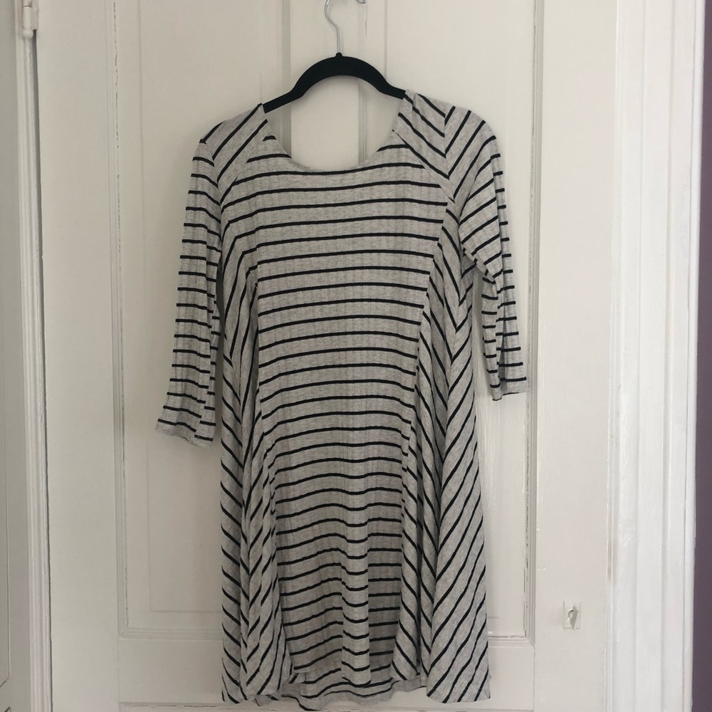 3/$36 Lush Striped lace up back swing dress